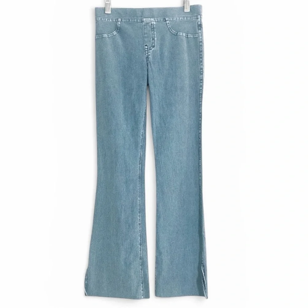 H&M Girl's Light Blue Wash Pull-Up Flared Boho Bell Bottom Jeans - Size 14